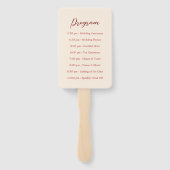 Éventail Simple rouge beige moderne programme de mariage ch (Dos)