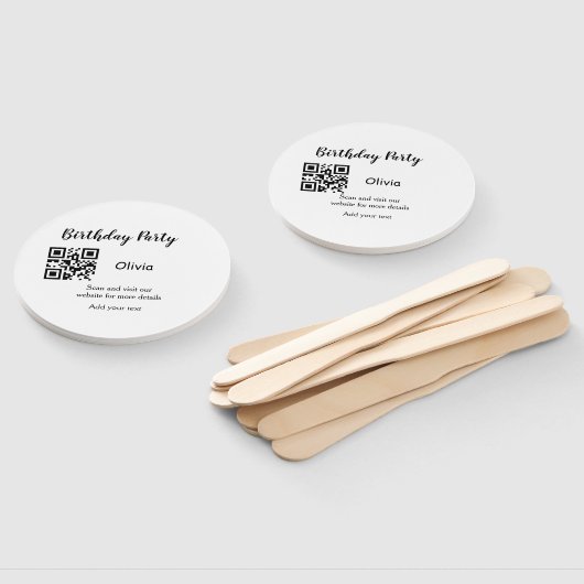Éventail Simple site de fête d'anniversaire code-barres QR  (Non-assemblé)
