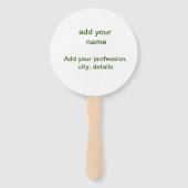 Éventail Simple vert minimal ajouter votre nom de texte pho (Dos)