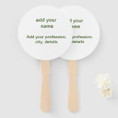 Éventail Simple vert minimal ajouter votre nom de texte pho (Devant et derrière)