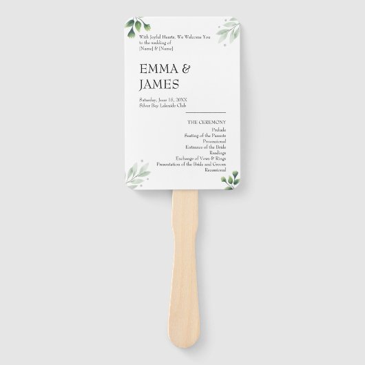 Éventail Simply Greenery Wedding Program Invitation (Devant)