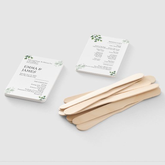 Éventail Simply Greenery Wedding Program Invitation (Non-assemblé)