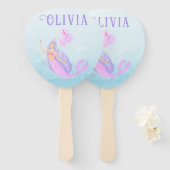 Éventail Sirène sous la mer Anniversaire Fille Age bleu (Devant et derrière)