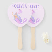 Éventail Sirène sous la mer Anniversaire fille âge rose (Devant et derrière)