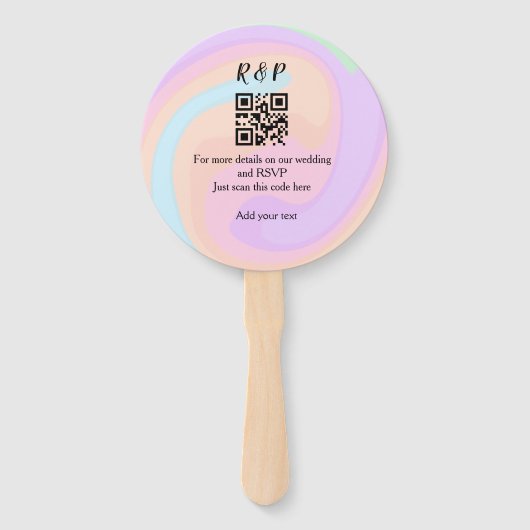 Éventail site web de mariage rsvp q r code ajouter nom text (Devant)