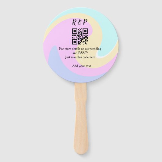 Éventail site web mariage rsvp q r code ajouter nom texte (Dos)
