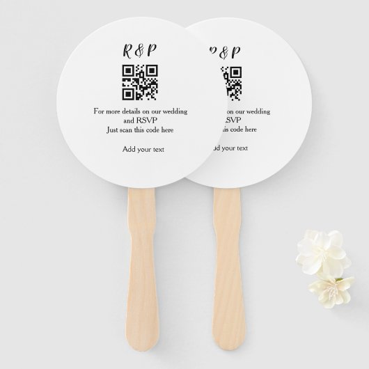 Éventail site web mariage rsvp q r code ajouter nom texte t (Devant et derrière)