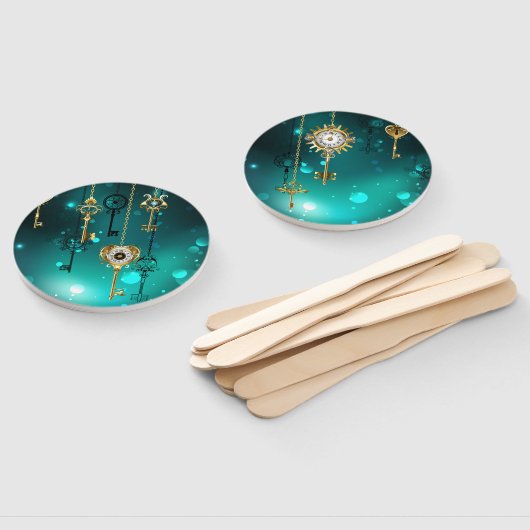 Éventail Skeleton Keys on Green Background (Non-assemblé)