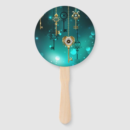 Éventail Skeleton Keys on Green Background (Devant)