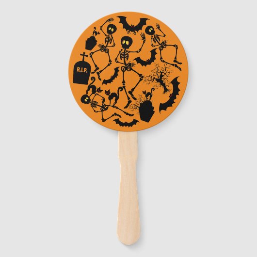 Éventail Skeletons d'Halloween Macabre Dance (Devant)