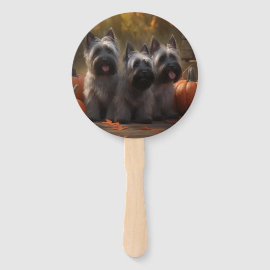 Éventail Skye Terrier Chiot Automne Citrouille délice (Dos)