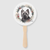Éventail Skye Terrier Fête de Noël Wreath Pup (Dos)