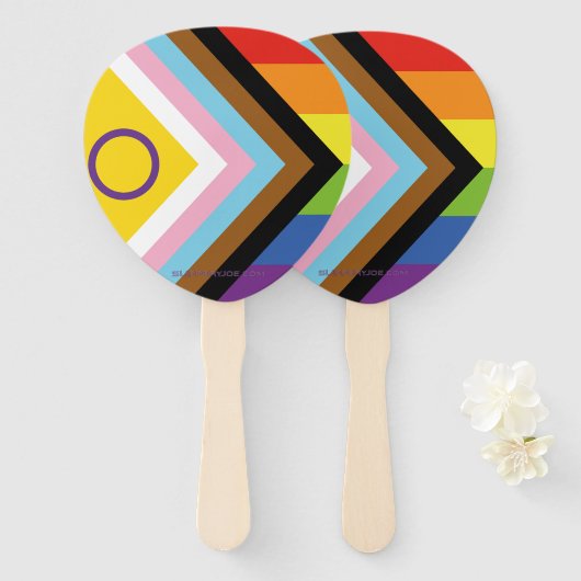 Éventail SlipperyJoe Intersex Progrès Fierté Drapeau arc-en (Devant et derrière)