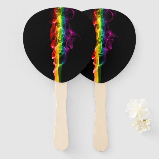 Éventail SlipperyJoe's fumée vif arc-en-ciel célébré (Devant et derrière)
