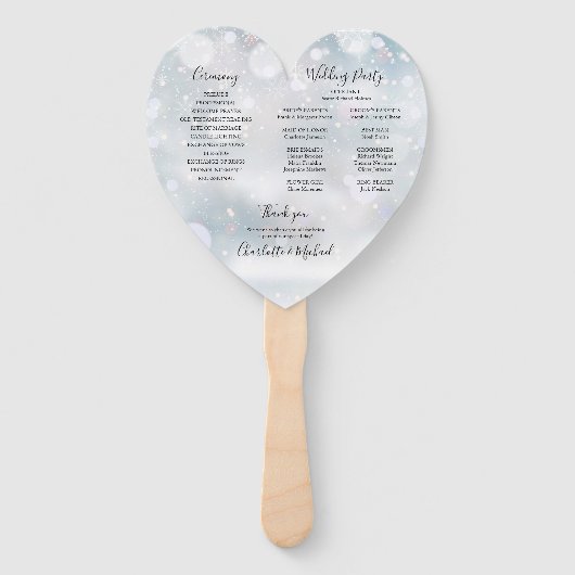 Éventail Snowflakes - hiver Programme de mariage Script Coe (Dos)