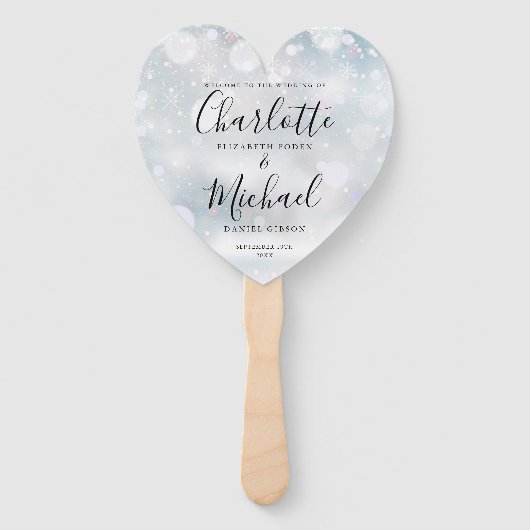 Éventail Snowflakes - hiver Programme de mariage Script Coe (Devant)