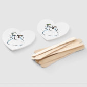 Éventail Snowman heart hand fans (Non-assemblé)