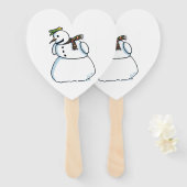 Éventail Snowman heart hand fans (Devant et derrière)