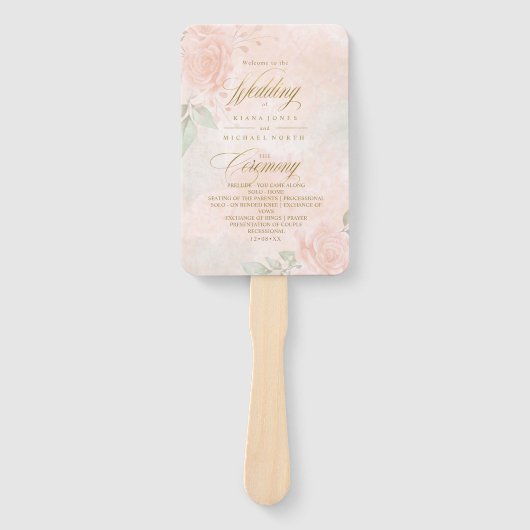 Éventail Soft Blush Rose Mariage Ceremony Program ID828 (Devant)