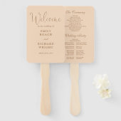 Éventail Soft Peach Elegant Script Wedding Programme (Devant et derrière)