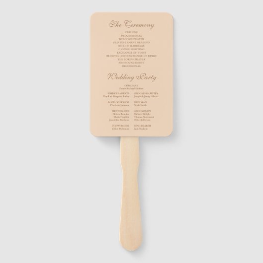 Éventail Soft Peach Elegant Script Wedding Programme (Dos)