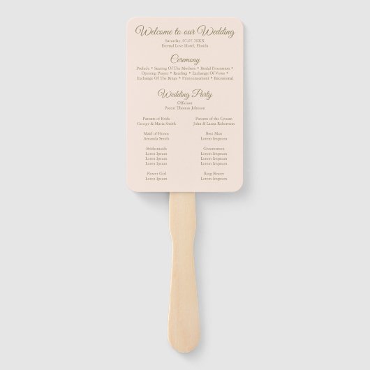 Éventail Soft Peach et Blush Floral Wedding Program (Dos)