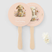 Éventail Somebunny is Turning One Invitation Peach Gingham (Devant et derrière)