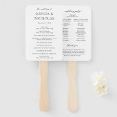 Éventail Sophia White Modern Wedding Programme (Devant et derrière)