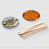 Éventail Sorcière, Chat, Chauve-souris et Citrouille, Bonne (Non-assemblé)