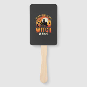 Éventail Sorcière Coiffeuse Halloween Design Vintage_1