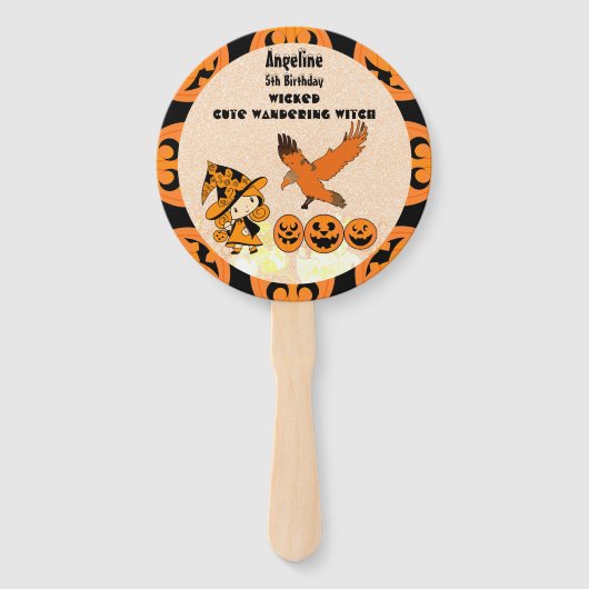 Éventail Sorcière errante Corbeau Halloween Citrouille Anni (Devant)