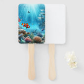 Éventail Sous la mer, tortue, corail, bateau, poisson clown (Devant et derrière)