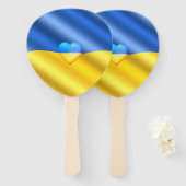 Éventail Soutenez l'Ukraine brun drapeau ukrainien - Libert (Devant et derrière)