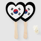 Éventail South Korea Flag Heart (Devant et derrière)