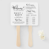Éventail Southern Belle Calligraphy Wedding Programme (Devant et derrière)