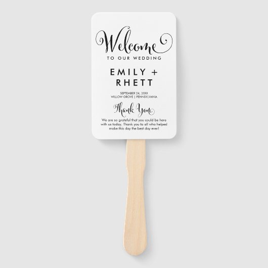 Éventail Southern Belle Calligraphy Wedding Programme (Devant)