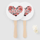 Éventail Soyez avec l'Ukraine lettrage et coeur (Devant et derrière)