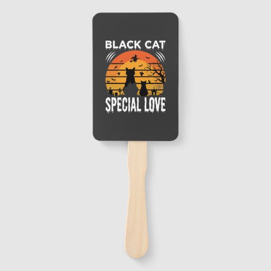 Éventail Spécial Chat Noir Halloween Amour Design Gothique (Devant)