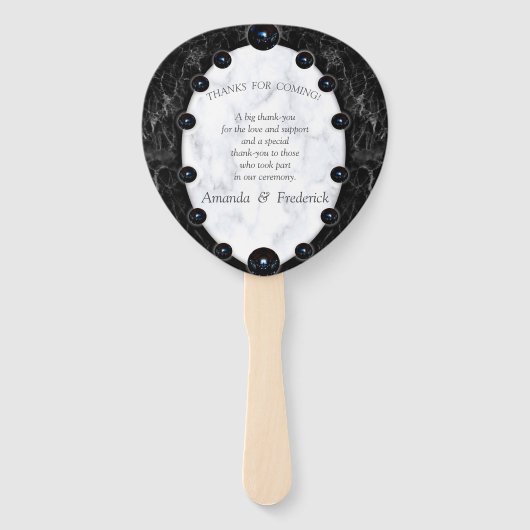 Éventail Sphères opulentes en marbre blanc et noir (Dos)