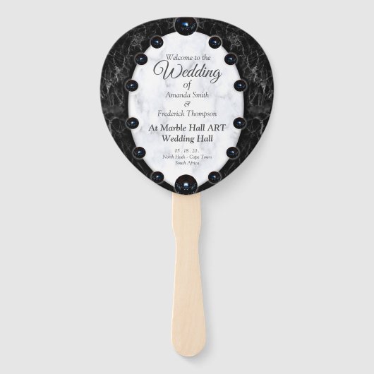 Éventail Sphères opulentes en marbre blanc et noir (Devant)