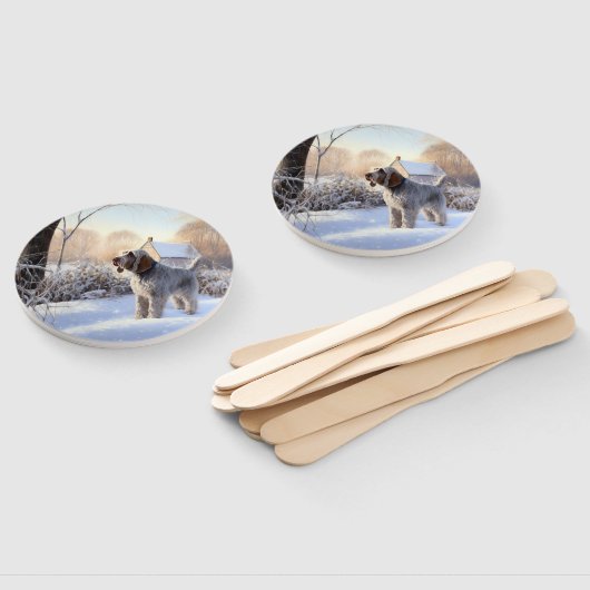 Éventail Spinone Italiano Laisser Neige Noël (Non-assemblé)