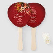 Éventail Splendor d'automne Floral Red Wedding Programme (Devant et derrière)