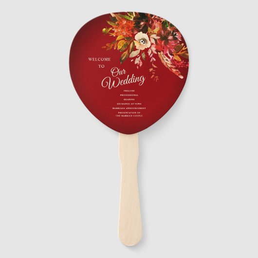 Éventail Splendor d'automne Floral Red Wedding Programme (Devant)