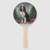 Éventail Springer Spaniel Chien dans la neige Noël (Devant)