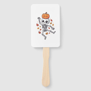Éventail Squelette de danse de Halloween mignon avec tête d