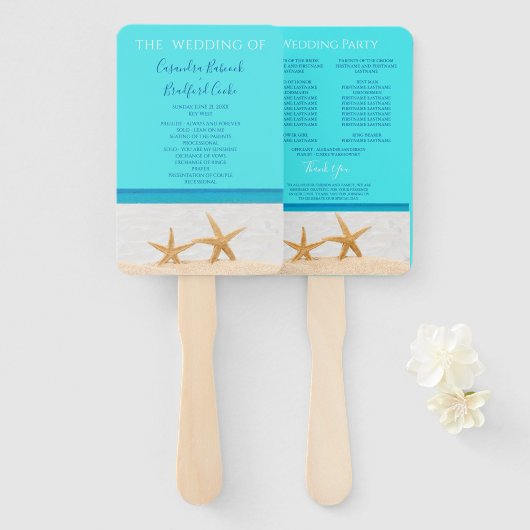 Éventail Starfish Beach Programme de cérémonie de mariage H (Devant et derrière)