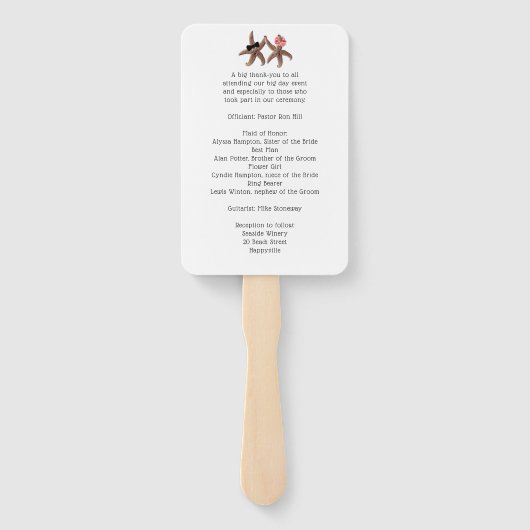 Éventail Starfish Bride n Groom Programmes du ventilateur b (Dos)