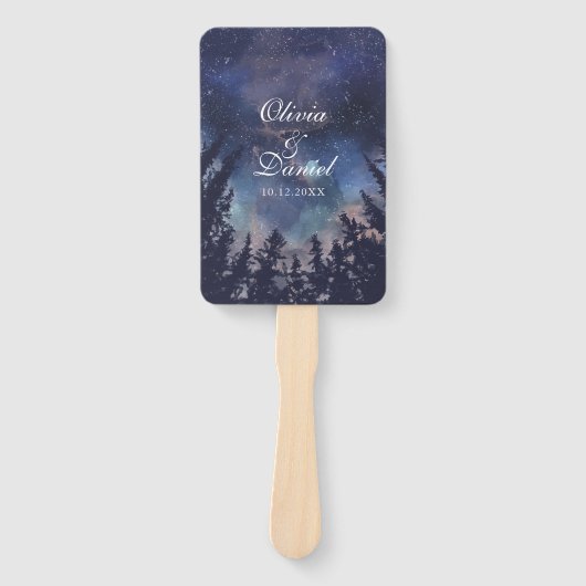 Éventail Starry Night Forest Mariage Wedding Programme (Devant)