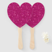 Éventail Style Classique de la Saint-Valentin Rose Pailleté (Devant et derrière)