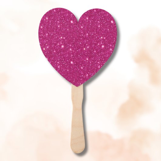 Éventail Style Classique de la Saint-Valentin Rose Pailleté